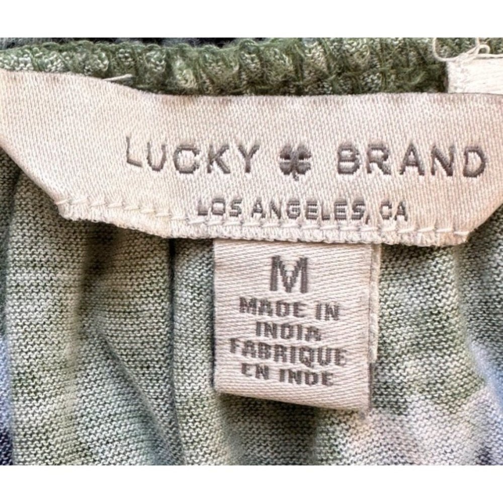 Lucky Brand Green Square Neck Floral Blouse Women Size Medium Cotton Stretch - Picture 5 of 9